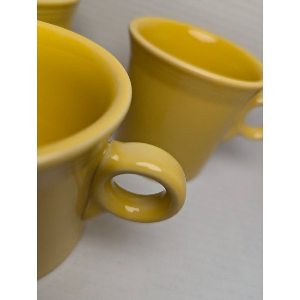 Fiesta Ware Yellow Tom & Jerry lot 3 Coffee Cup Ring handled Mug 3 1/2 in - Picture 6 of 10